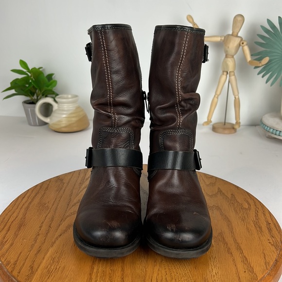 Pikolinos Brown Leather Moto Strap Heeled Boots Women’s Size 6 - Picture 5 of 13